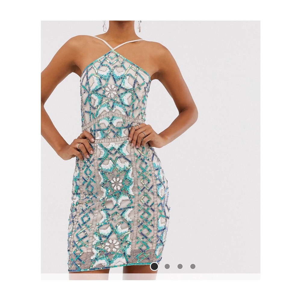 Geo-tribal neon dress with embellishment